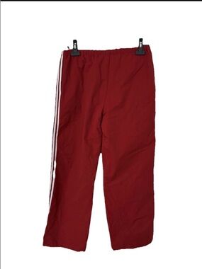 Red Athletic Track Pants with White Side Stripes Sz M